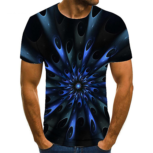 

Men's T shirt Shirt 3D Print Graphic Paisley 3D Print Print Short Sleeve Casual Tops Casual Fashion Round Neck Blue