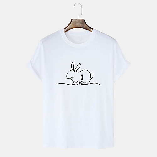 

Men's Unisex T shirt Shirt Hot Stamping Graphic Prints Rabbit / Bunny Plus Size Print Short Sleeve Daily Tops 100% Cotton Basic Casual Round Neck White Blushing Pink Black / Summer