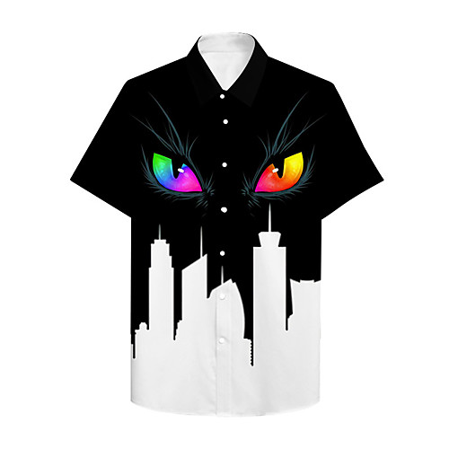 

Men's Shirt 3D Print Graphic Prints Eye Button-Down Print Short Sleeve Casual Tops Casual Designer Big and Tall Black / White / Summer