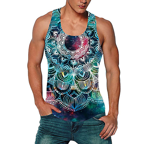 

Men's Tank Top Vest Undershirt Shirt 3D Print 3D 3D Print Print Sleeveless Daily Tops Casual Beach Rainbow / Summer