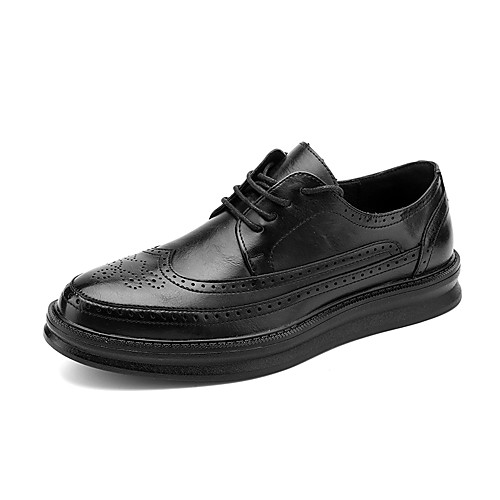 

Men's Oxfords Business Classic Daily Office & Career Faux Leather Breathable Non-slipping Wear Proof White Black Spring Summer