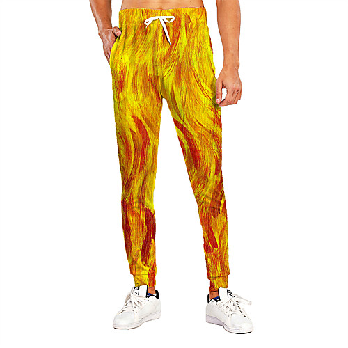 

Men's Novelty Casual / Sporty Breathable Quick Dry Sports Casual Holiday Pants Sweatpants Pants Graphic 3D Full Length Print Gradient yellow