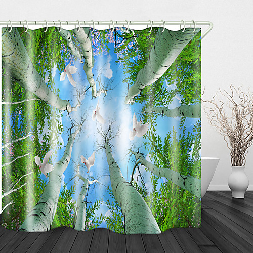 

Beautiful Woods Print Waterproof Fabric Shower Curtain for Bathroom Home Decor Covered Bathtub Curtains Liner Includes with Hooks 72 Inch