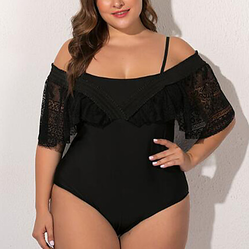 

Women's One Piece Swimsuit Solid Colored Swimwear Bathing Suits Black