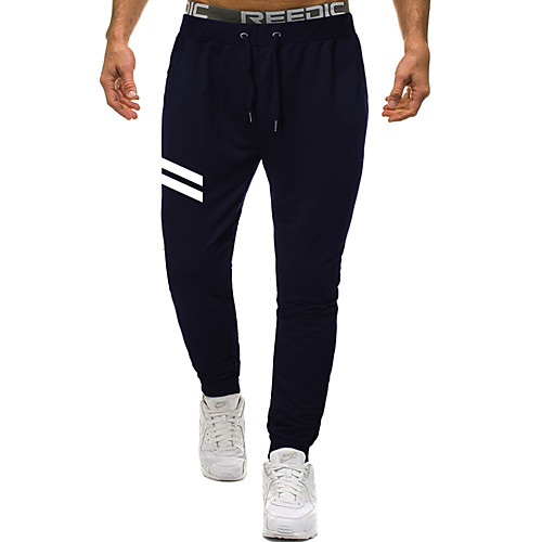 

Men's Casual / Sporty Sweatpants Outdoor Sports Daily Sports Pants Pants Graphic Full Length Drawstring Pocket Print Black Light Grey Dark Gray Navy Blue