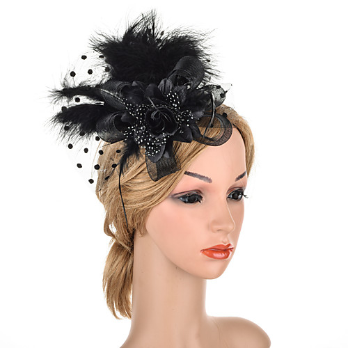 

Elegant Retro Tulle / Feathers Fascinators with Feather / Floral 1 Piece Special Occasion / Party / Evening Headpiece