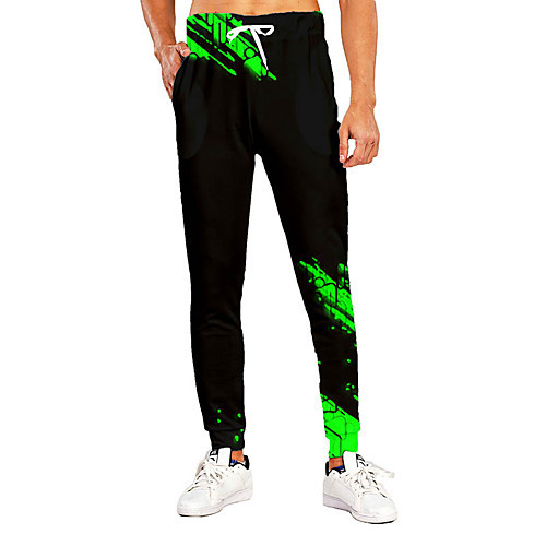 

Men's Novelty Casual / Sporty Breathable Quick Dry Sports Casual Holiday Pants Sweatpants Pants Graphic 3D Full Length Print Green