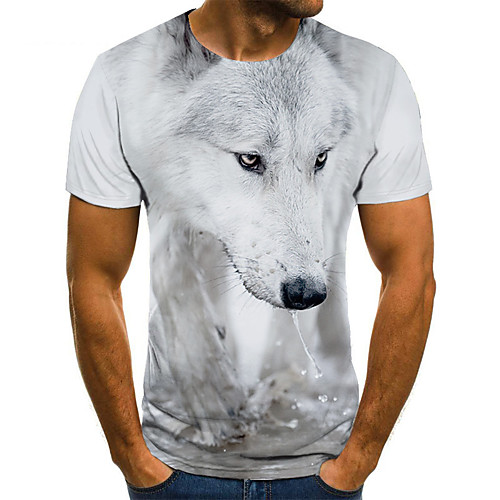 

Men's T shirt Shirt 3D Print Animal 3D Print Print Short Sleeve Casual Tops Casual Fashion Round Neck White