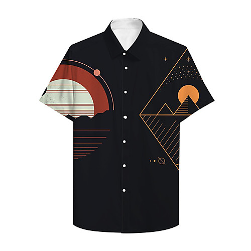 

Men's Shirt 3D Print Graphic Prints Button-Down Print Short Sleeve Casual Tops Casual Designer Big and Tall Black / Summer