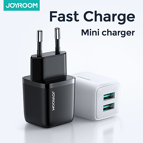 

Joyroom L-2A121 2.4A Fast Charger Wall Charger Dual Port EU Plug Adpter Smart Fast Charger For iPhone Samsung Xiaomi Huawei Oneplus Data Cable