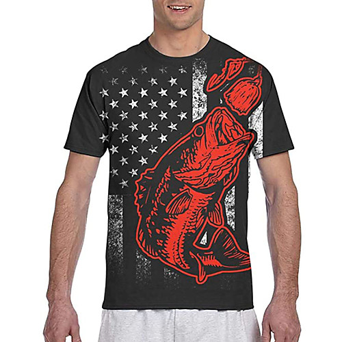 

Men's T shirt Shirt 3D Print Graphic Prints Flag Print Short Sleeve Daily Tops Classic Designer Big and Tall Round Neck Black / Summer
