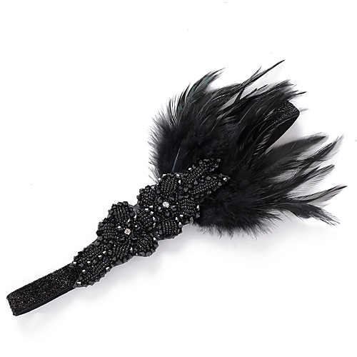 

1920s Retro Glasses Fascinators with Feather / Crystals / Sequin 1 PC Special Occasion / Party / Evening Headpiece
