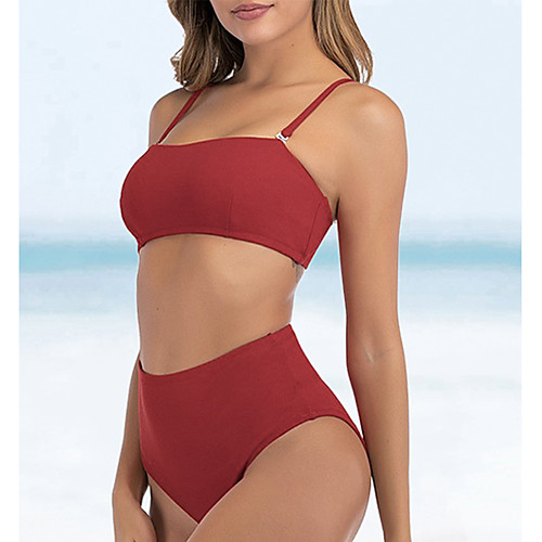 

Women's Tankini Swimsuit Yellow Black Red Swimwear Bandeau Bathing Suits