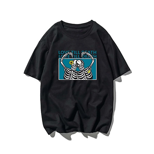 

Men's Unisex T shirt Hot Stamping Skull Plus Size Print Short Sleeve Casual Tops 100% Cotton Basic Casual Fashion Black