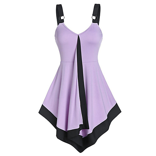 

Women's Camisole Plain Print U Neck Beach Tropical Tops White Blue Purple