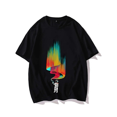 

Men's Unisex T shirt Shirt Hot Stamping Graphic Prints Astronaut Plus Size Print Short Sleeve Daily Tops 100% Cotton Fashion Vintage Classic Round Neck Black / Summer