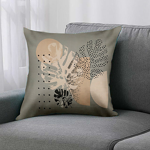 

Double Side 1 Pc Leaf Cushion Cover Print 45x45cm Faux Linen for Sofa Bedroom