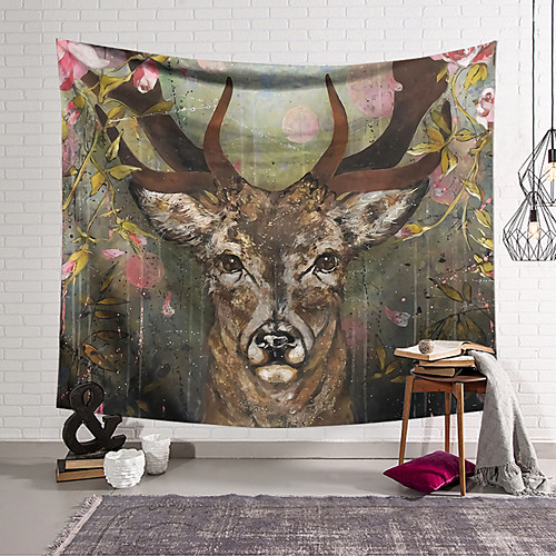 

Wall Tapestry Art Decor Blanket Curtain Hanging Home Bedroom Living Room Decoration Polyester Elk