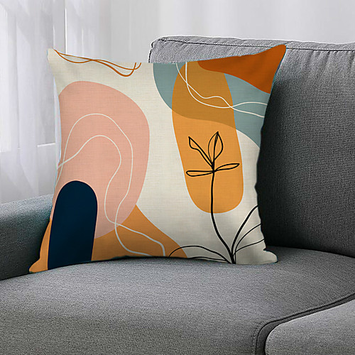 

Double Side 1 Pc Leaf Cushion Cover Print 45x45cm Faux Linen for Sofa Bedroom