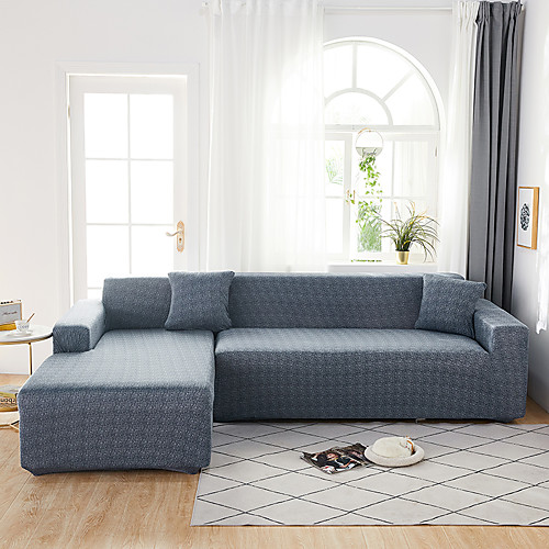 

Crazing Solid Dustproof All-powerful Slipcovers Stretch L Shape Sofa Cover Super Soft Fabric Couch Cover with One Free Pillow Case
