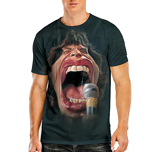 

Men's Tee T shirt Shirt 3D Print Graphic Prints Character Print Short Sleeve Daily Tops Basic Casual Black