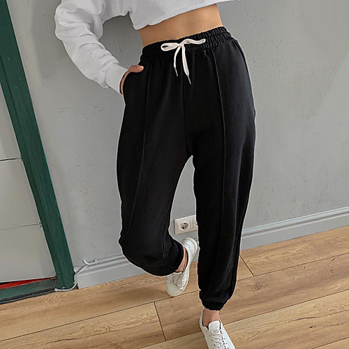 

Women's Streetwear Athleisure Comfort Sports Leisure Sports Jogger Pants Plain Full Length Drawstring Pocket White Black Gray