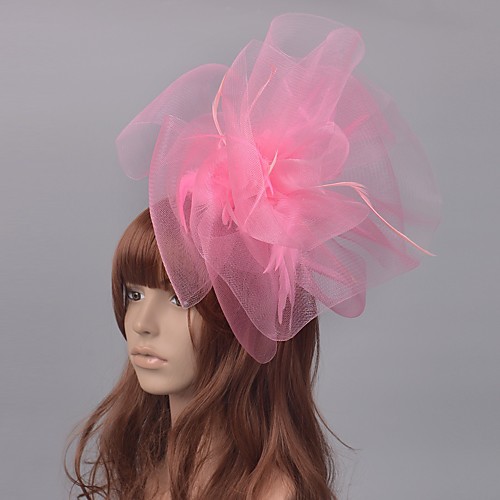 

Solid Color Retro Tulle Fascinators with Feather 1 PC Special Occasion / Party / Evening Headpiece
