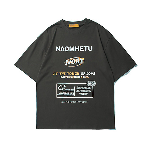 

Men's T shirt Hot Stamping Graphic Prints Letter Print Short Sleeve Casual Tops 100% Cotton Basic Casual Fashion Red Gray