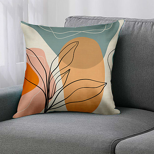 

Double Side 1 Pc Geometric Cushion Cover Print 45x45cm Faux Linen for Sofa Bedroom