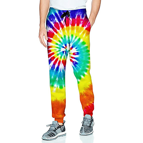 

Men's Casual Athleisure Daily Sports Jogger Pants Sweatpants Pants Color Block Graffiti Full Length Drawstring Pocket 3D Print Rainbow