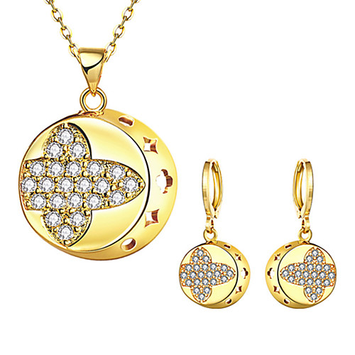 

Women's Cubic Zirconia Jewelry Set Geometrical Flower Stylish Gold Plated Earrings Jewelry Gold For Anniversary Party Evening Gift Festival 1 set