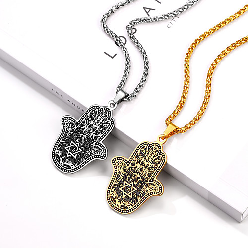 

Women's Men's Pendant Necklace Necklace Retro Star of David Fashion Vintage Titanium Steel Silver Gold 555 cm Necklace Jewelry 1pc For Christmas Gift Festival / Charm Necklace