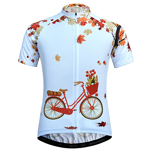 

21Grams Women's Short Sleeve Cycling Jersey Summer Spandex Polyester Red and White Floral Botanical Bike Jersey Top Mountain Bike MTB Road Bike Cycling Quick Dry Moisture Wicking Breathable Sports