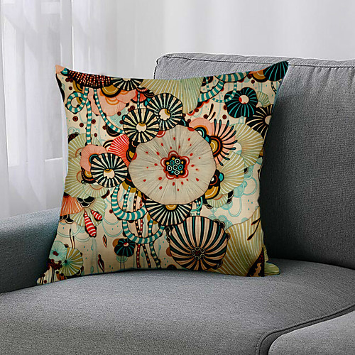 

Double Side 1 Pc Geometric Cushion Cover Print 45x45cm Faux Linen for Sofa Bedroom