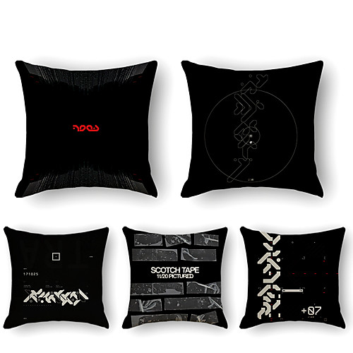 

Cushion Cover 5PCS Linen Soft Print Square Throw Pillow Cover Cushion Case Pillowcase for Sofa Bedroom 45 x 45 cm (18 x 18 Inch) Superior Quality Mashine Washable
