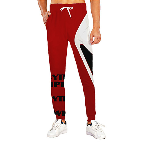 

Men's Casual Athleisure Outdoor Sports Daily Sports Pants Sweatpants Trousers Pants Graphic Prints Letter Full Length Drawstring Print Red