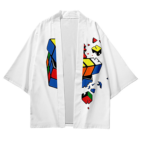 

Shirt Men's Rubik's Cube 3D Print 3D Print Casual Short Sleeve Tops Casual Fashion Breathable Comfortable White