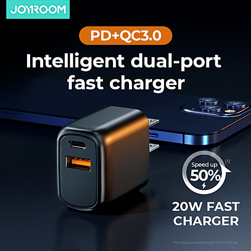 

Joyroom L-QP202 20W Fast Charger Two-port (PD QC3.0) Smart Charger for iPhone 12 Samsung S21 Xiaomi