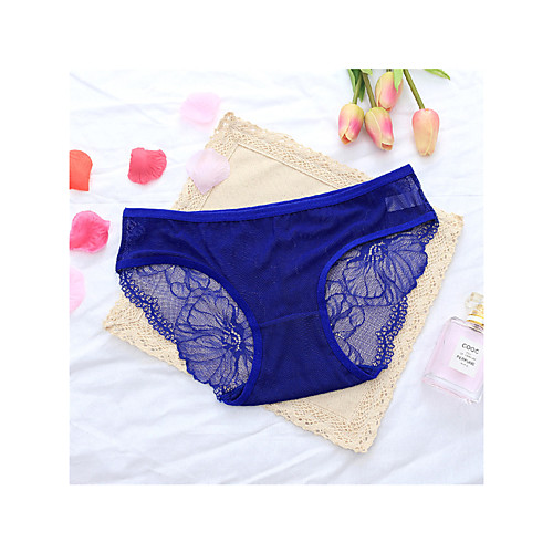 

Women's Normal Lace / Hole Brief Micro-elastic Low Waist 1 PC Blue M