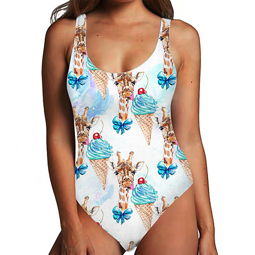 

Women's One Piece Monokini Swimsuit Tummy Control Print Color Block Animal Purple Blushing Pink Swimwear Bodysuit Strap Bathing Suits New Fashion Sexy / Padless