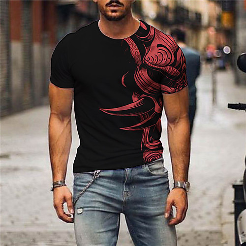 

Men's Tee T shirt Shirt 3D Print Graphic Prints Animal Print Short Sleeve Daily Tops Casual Designer Big and Tall Round Neck Black / Summer