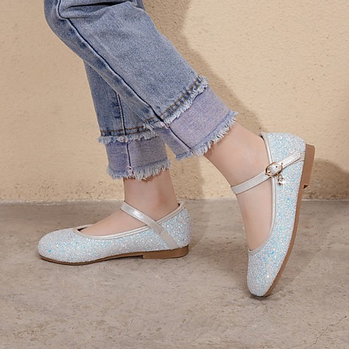 

Women's Flats Mary Jane Flat Heel Round Toe PU Synthetics White Blue Pink