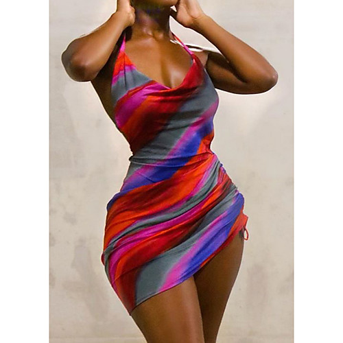 

Women's Sheath Dress Short Mini Dress Multi-Color Milk silk (95% polyester 5% spandex 0 M Net weight: 0.15KG A large amount of spot, rest assured to place an order Sleeveless Tie Dye Backless Print