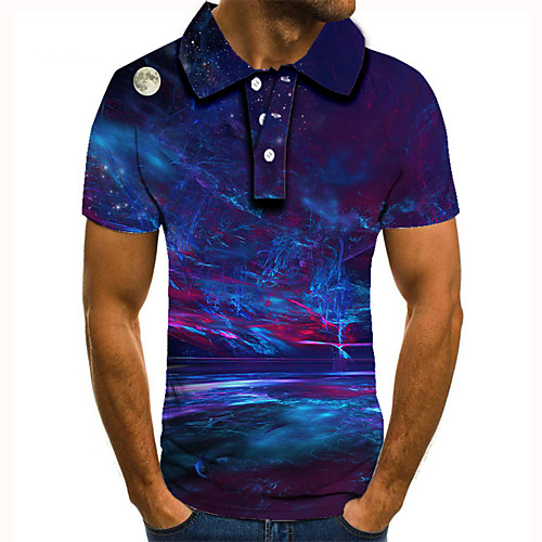 

Men's Golf Shirt Tennis Shirt 3D Print Geometric 3D Print Print Short Sleeve Casual Tops Casual Fashion Blue