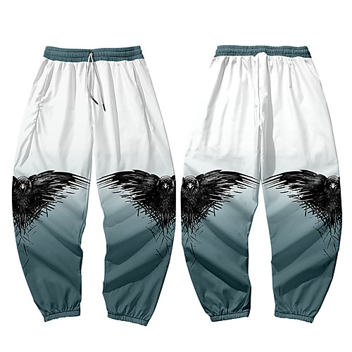 

Men's Casual / Sporty Athleisure Daily Sports Harem Loose Jogger Pants Sweatpants Pants Eagle Full Length 3D Print Elastic Waist White