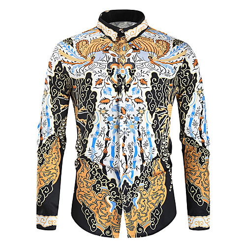 

Men's Shirt 3D Print Graphic Long Sleeve Daily Tops Rainbow