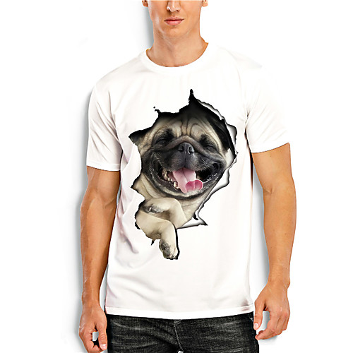 

Men's Tee T shirt Shirt 3D Print Dog Graphic Prints Animal Print Short Sleeve Daily Tops Casual Designer Big and Tall Round Neck White Red / Summer