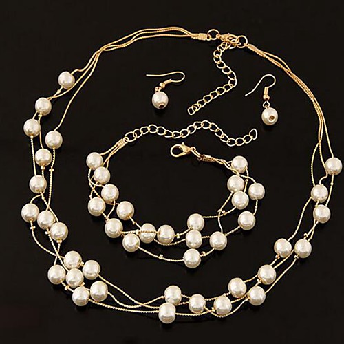 

Women's Jewelry Set Simple Fashion Imitation Pearl Earrings Jewelry Silver / Gold For Festival 1 set