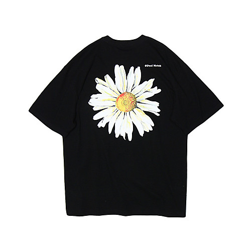 

Men's Unisex T shirt Hot Stamping Graphic Prints Daisy Plus Size Print Short Sleeve Casual Tops 100% Cotton Basic Casual Fashion Black
