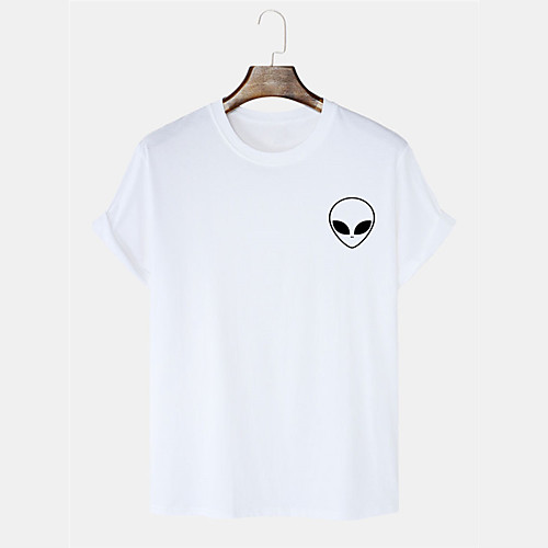 

Men's Unisex T shirt Hot Stamping Graphic Prints Alien Plus Size Print Short Sleeve Daily Tops 100% Cotton Basic Casual White Black Blushing Pink